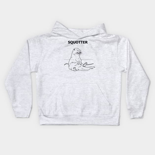 Squotter, Black on White Kids Hoodie by otterglot